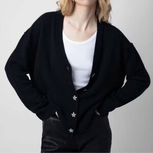 ZADIG + VOLTAIRE MIRKA BIJOU STAR BUTTON CARDIGAN